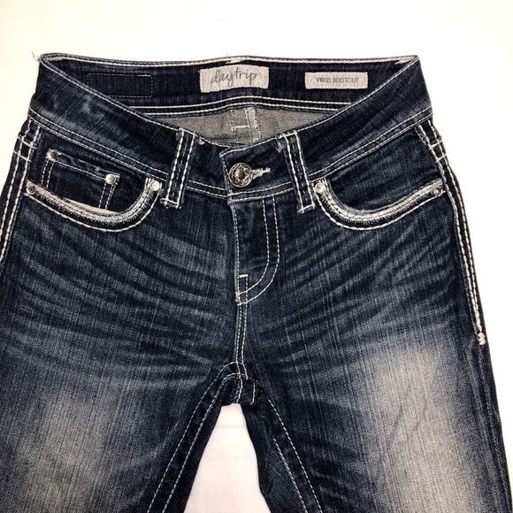 Daytrip Virgo bootcut women's 25R denim blue jeans Buckle whiskered 5 pocket - Picture 5 of 16